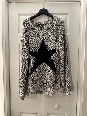 Cozy Black Star Sweater - Women's Top